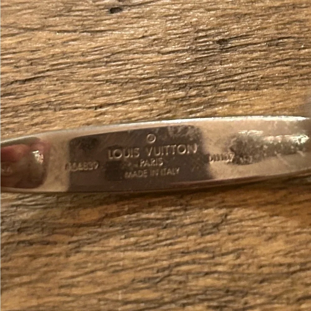 Louis Vuitton Silver Tone Monogram Jonc Cuff Bracelet M - Picture 9 of 17